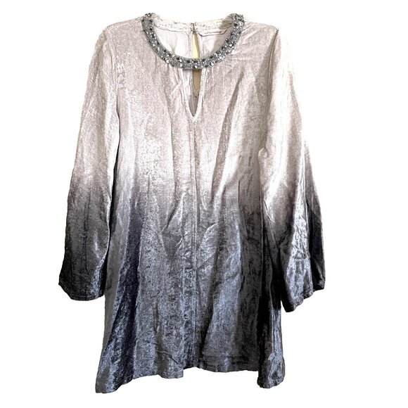 Soft Surroundings Catarina Gray Ombre Velvet Beaded Tunic Top M Holiday Party - Picture 2 of 11